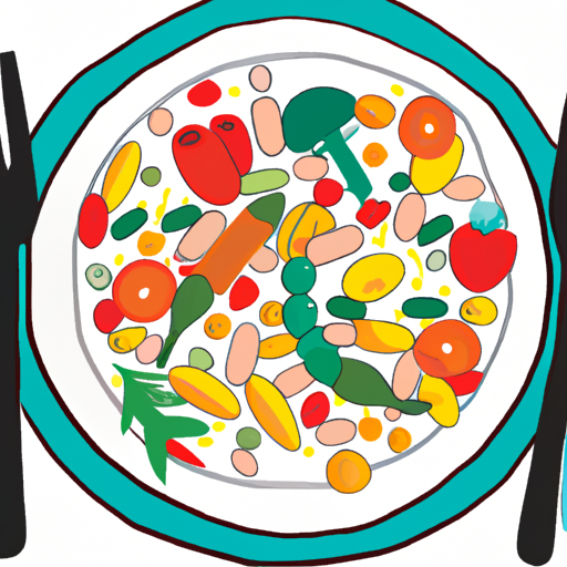 צלחת של ארוחה צבעונית ומאוזנת המייצגת את הרעיון של מזון כתרופה