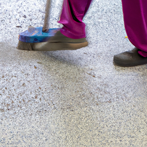 אדם שמתקשה לנקות שטח רצפה גדול בשיטות ניקוי מסורתיות